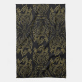 HOUSE OF THE DRAGON | Gold Filigree Dragon Pattern Theedoek (Verticaal)