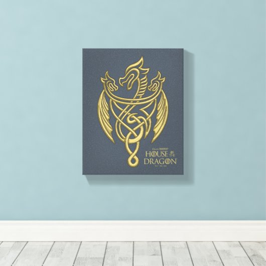 HOUSE OF THE DRAGON | Golden Filigree Dragon Crest Canvas Afdruk (Insitu (Houten vloer))