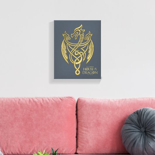HOUSE OF THE DRAGON | Golden Filigree Dragon Crest Canvas Afdruk (Insitu (Woonkamer))