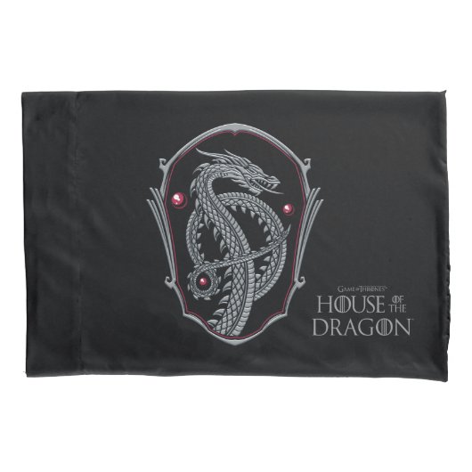 HOUSE OF THE DRAGON | Silver Dragon Crest Kussensloop (Voorkant)