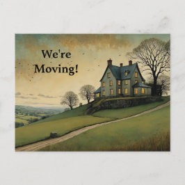 HOUSE ON A HILL CHANGE OF ADDRESS POSTCARD BRIEFKAART