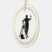 House Painter Black Silhouette Ornament (Links)