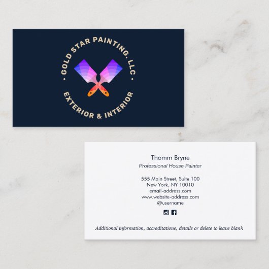 House Painter Crossed Brushes Visitekaartje (Voorkant / Achterkant)