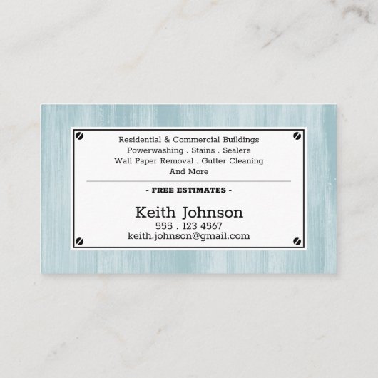 House Painter Decorator Professional Wall Cleaner Visitekaartje (Achterkant)