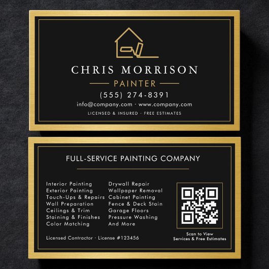 House Painter Gold Metal Painting QR Code Visitekaartje