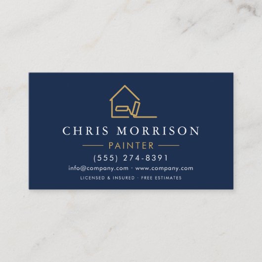 House Painter Gold Metallic QR Code Visitekaartje (Voorkant)