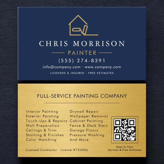 House Painter Gold Metallic QR Code Visitekaartje