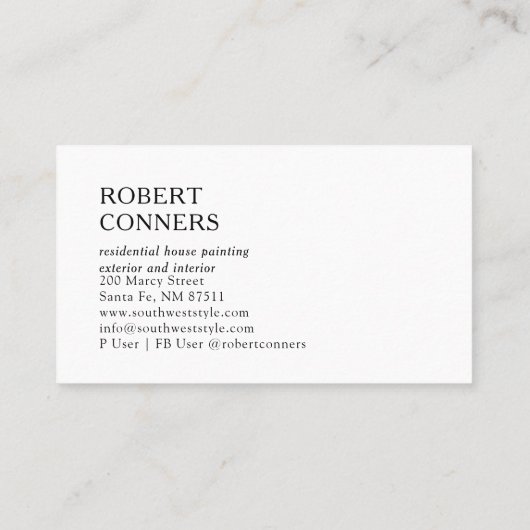 House Painter Painted Wood Visitekaartje (Achterkant)