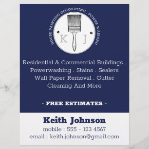 House Painter Power Washing Contractor Dark Blue Flyer