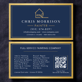 House Painter QR Code Gold Blue Metal Painting  Visitekaartje