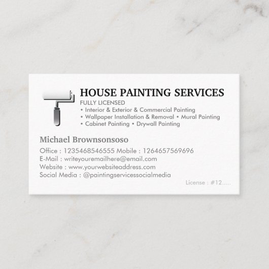 House Painter Service Paint Spuitrol Eenvoudig Visitekaartje (Voorkant)