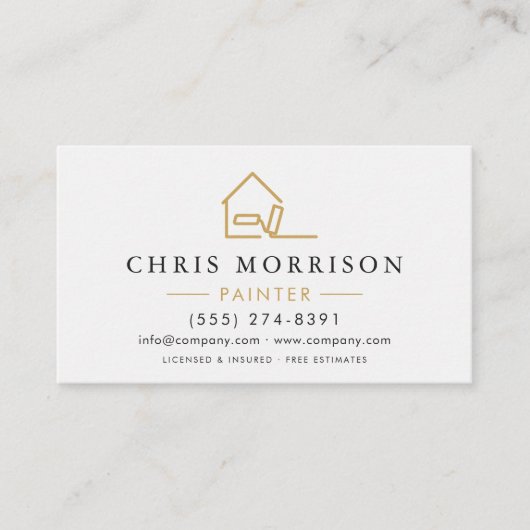 House Painter White Gold QR Code Visitekaartje (Voorkant)