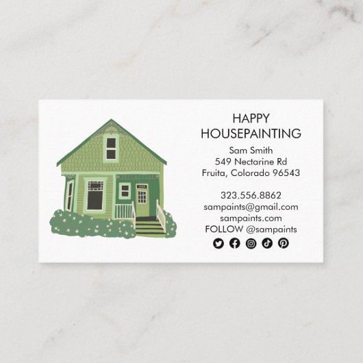 House Painting Handyman Construction Social Icons Visitekaartje (Achterkant)