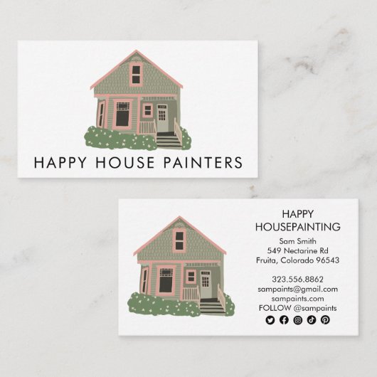 House Painting Handyman Construction Social Icons Visitekaartje (Voorkant / Achterkant)