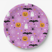 House Party Halloween | PAARS | Ghost | Pompoen Papieren Bordje (Voorkant)