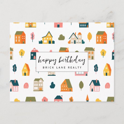 House Pattern Real Estate Happy Birthday Briefkaart (Voorkant)