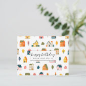 House Pattern Real Estate Happy Birthday Briefkaart (Staand voorkant)
