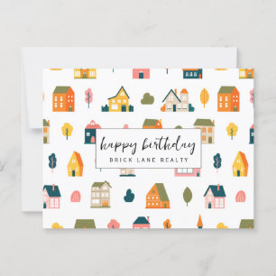 House Pattern Real Estate Happy Birthday Briefkaart