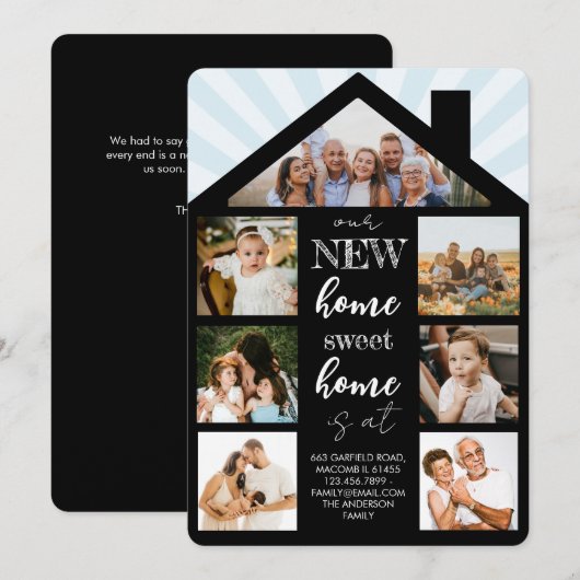 House Photo Collage Family Change Address Moving Aankondiging (Voorkant / Achterkant)