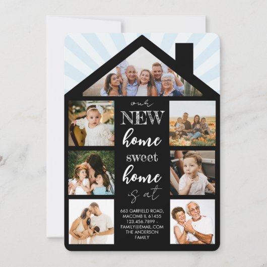 House Photo Collage Family Change Address Moving Aankondiging (Voorkant)