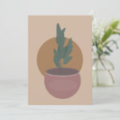 House Plant Hand Drawn Earthy Tone Wenskaart (Staand voorkant)