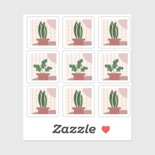 House Plant Lijsten Bohemian Sticker (Vel)