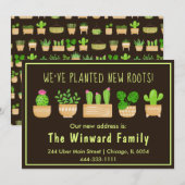 House Planten Cactus Dark Brown New Home Announge Aankondiging (Voorkant / Achterkant)