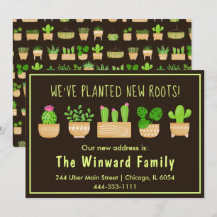 House Planten Cactus Dark Brown New Home Announge Aankondiging