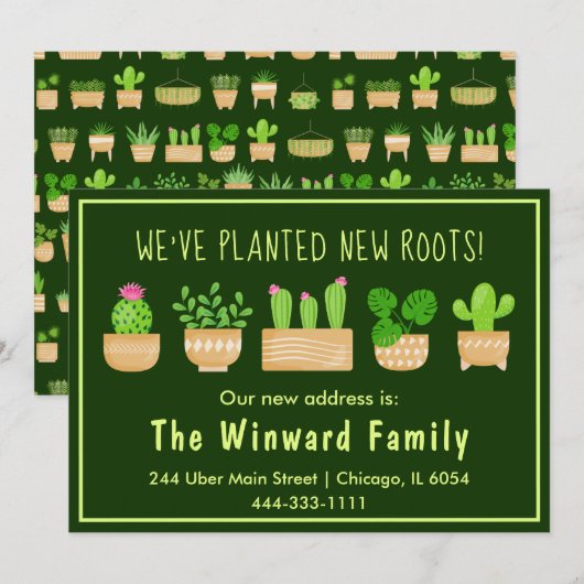 House Planten Cactus Dark Green New Home Announcem Aankondiging (Voorkant / Achterkant)