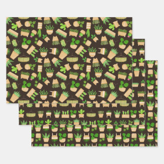 House Planten Cactus on Dark Brown Wrapping Paper 