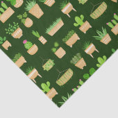 House Planten Cactus on Dark Green Tissue Paper Tissuepapier (Detail)