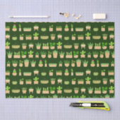 House Planten Cactus on Dark Green Tissue Paper Tissuepapier (Craft)