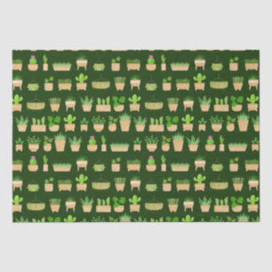 House Planten Cactus on Dark Green Tissue Paper Tissuepapier
