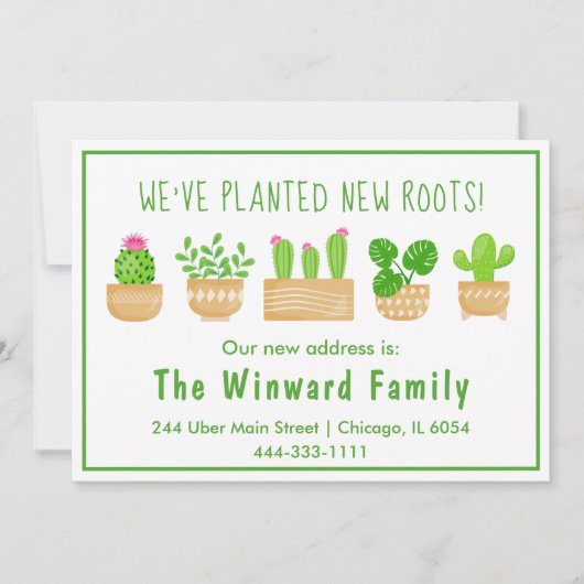 House Planten Cactus White New Home Aankondiging (Voorkant)