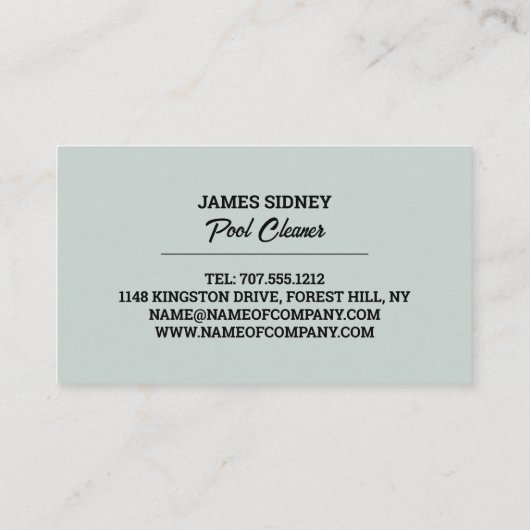 House Pool Sketch, Swimming Pool Cleaner Visitekaartje (Achterkant)