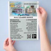 House Pool Sketch, Swimming Pool Cleaning Flyer (Hand)