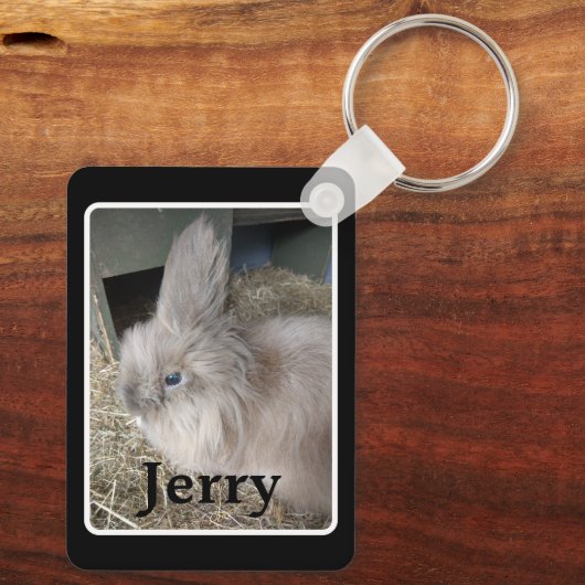 House Rabbit Memorial Foto Black Keepomwille Metal Sleutelhanger (Achterkant)