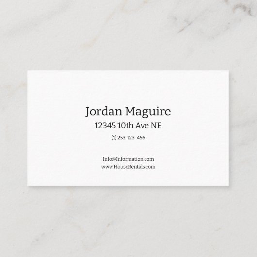 House Rental Visitekaartje (Achterkant)