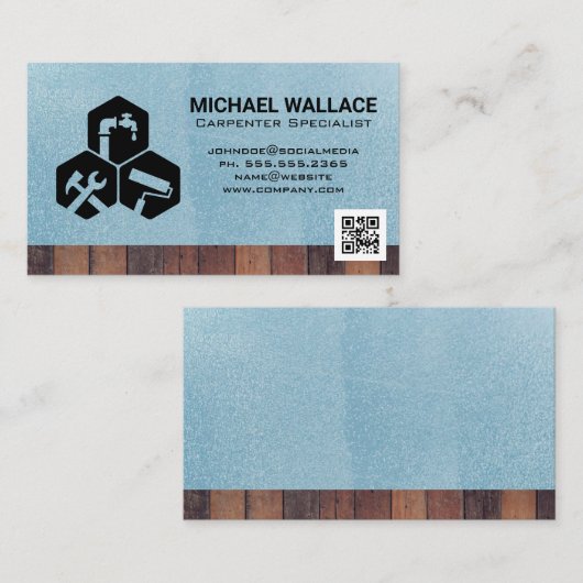 House Repair-pictogrammen | Sjabloon QR-code Visitekaartje (Voorkant / Achterkant)