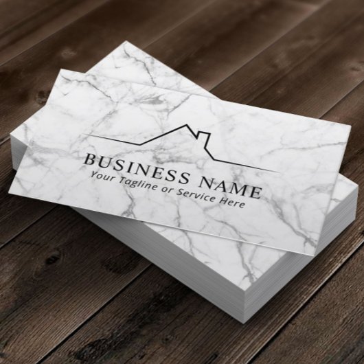 House Roof Logo Real Estate Modern Marble Visitekaartje