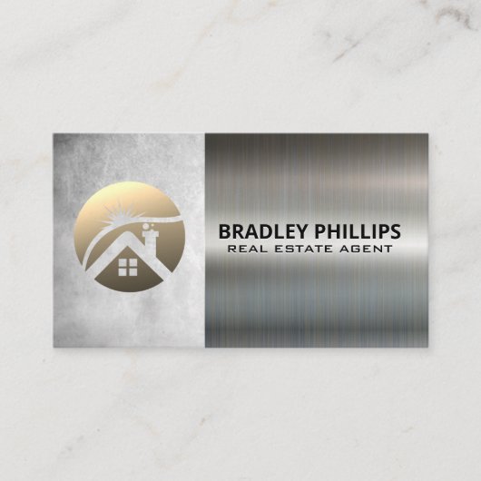 House Roof Sun Shine Logo | Metaal Visitekaartje (Voorkant)