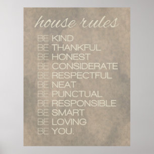 "House Rules" Afdrukken Poster