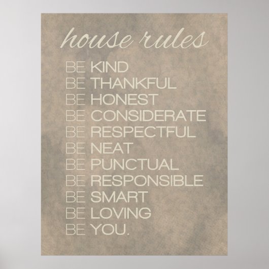 "House Rules" Afdrukken Poster (Voorkant)