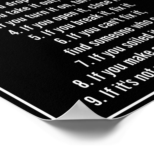 House Rules Black & White Text Family Name Poster (Hoek)