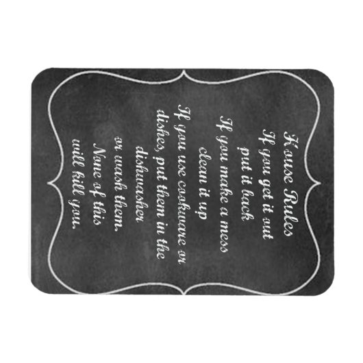 House Rules Chalkboard Style Magneet (Horizontaal)