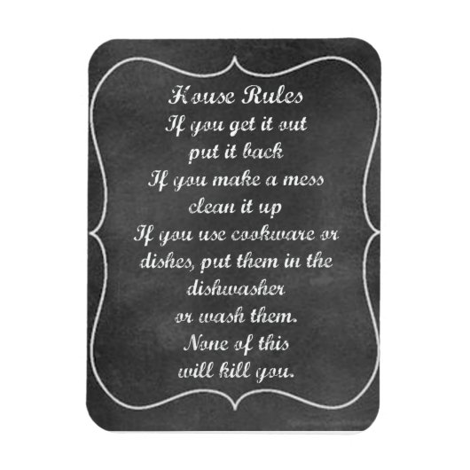 House Rules  Chalkboard Style Magneet (Verticaal)