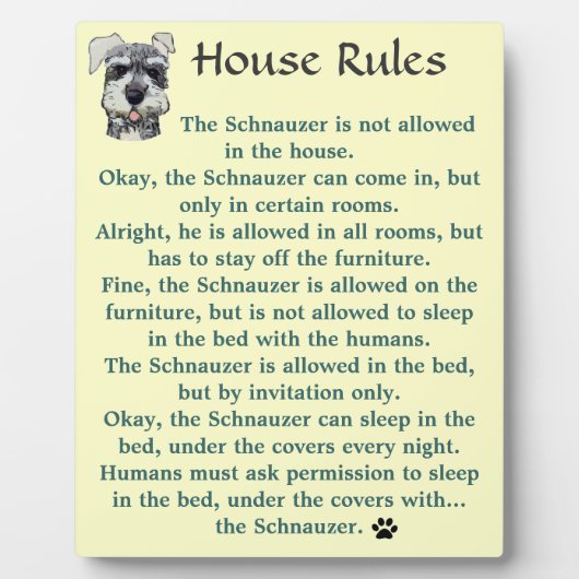 House Rules for Schnauzers Fotoplaat (Voorkant)