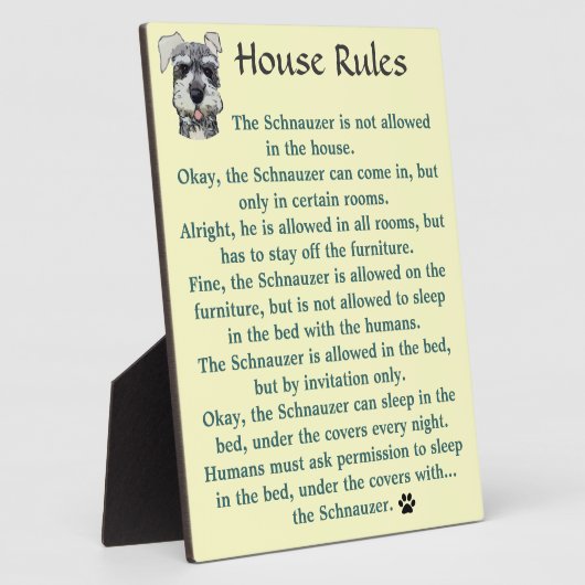 House Rules for Schnauzers Fotoplaat (Zijkant)