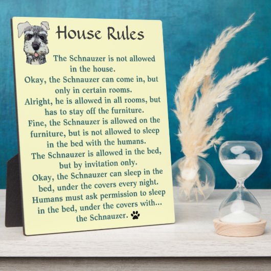 House Rules for Schnauzers Fotoplaat (Zijkant)