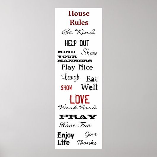 House Rules Poster (Voorkant)